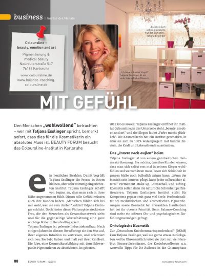 Institut des Monats, BEAUTY FORUM